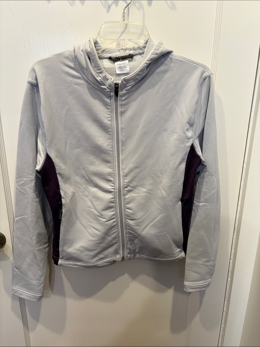 Moving Comfort Light Gray Zip Hoodie with Deep Purple Side Panels BN105